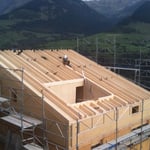 Montage Dachelemente mit Dachlukarne.