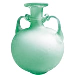 Kugelige Doppelhenkelflasche mit umgelegtem Halsring. Aus leicht grünlichem Glas.  2. Hälfte 1. Jh.n.Chr.  Musée des Antiquités nationales, St-Germain-en-Laye  Inv. Nr. AN 31388  Fundort: Chalons-sur-Marne  Höhe ca 150 mm  Gefäß Nr. 150