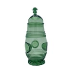 Daumenglas mit 3 Finderdellen auf der Mitte des Körpers. Darunter und darüber gekniffene Spiralfäden.  Deutschland 17. Jh.  Inv. Nr. F 423  Höhe ca 270 mm  Gefäß Nr. 510