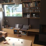 Erdeven Etagères et banquette en chêne