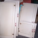 Vintage Kitchen Cupboard Doors with Red Bakealite Handles - $100.00