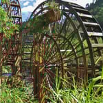 Grosse Wasserräder dienten vor allem früher zum Schöpfen von Wasser.