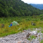 Zelten am Rio Simpson.