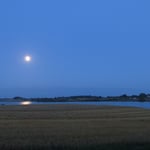 Der Mond lässt das Wasser silbern glänzen (Gamborg Fjord, Fünen)