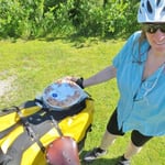 Auf die Tasche gebunden, taut der halb gefrorene Kuchen prima auf.