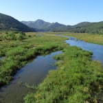 Entlang der Flüsse gibt es immer wieder weite Naturschutzgebiete.