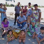 Gruppenbild mit Melone.