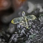 Vesuvian-Klinochlor_Felskinn_66Stacks (Sammlung & Foto: HJ. Becherer, Fischingen, D)