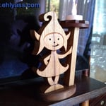 Lutin en bois d'orme, socle en sapelli