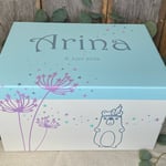 Personalisierte Erinnerungskiste aus Holz zur Geburt