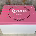 Personalisierte Erinnerungskiste aus Holz zur Geburt