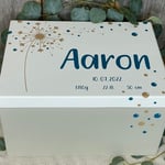 Personalisierte Erinnerungskiste aus Holz zur Geburt