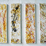 «4 Felder» Tusche auf Leinwand 80x20 cm