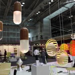 Tim Wigmore's Pil lamps alongside Rebecca Asquiths Nautilus and Nectar Lamps