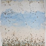 Ascension - 38" x 45"   hand cast paper composition  Abaca, local stone and other inclusions