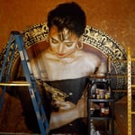 (in progress) Portrait of "Adelita" Monica Yepes (12 feet tall X 16 feet wide, Original Painting on Canvas) • The Izel Interior Mural/Paintings • Conrad Hilton Hotel, Dubai  UAE