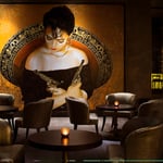 Portrait of "Adelita" Monica Yepes (12 feet tall X 16 feet wide, Original Painting on Canvas) • The Izel Interior Mural/Paintings • Conrad Hilton Hotel, Dubai  UAE