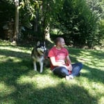 Unsere alte Dame Uma durft auch mit. Robi und Uma zwei Gemühtsbrocken!