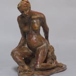 "Seated Model"-Clay with Oil Paint  and Wax Patina