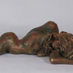 "At Rest" Front View-Clay with Oil Paint  and Wax Patina