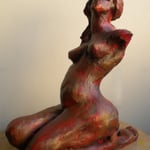 "Kneeling Figure"-Clay with Oil Paint  and Wax Patina
