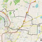 Die schwarz eingezeichnete Strecke mit Start und Ziel am Parkplatz Friedhof Ober-Mörlen (ganz links) ist 45 Km lang.