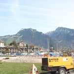 14. April 2015: Mit Hochdruck und bei wunderbaren Temperaturen wird gearbeitet...