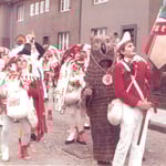 Uhu Fußgruppe mit Hans Cremer (Ühle Hännes) im Dienstagszug 1974