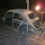 in der Kabine kurz vor der Abholung