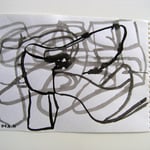 Eva Hradil, Written Shoes 2001, Tusche auf Papier