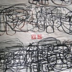 Eva Hradil, Written Shoes 2001, Tusche auf Reispapier, Detailansicht