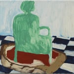 Eva Hradil "Interieurbrot" 2018, Eitempera auf Halbkreidegrund auf Leinwand, 30 x 33 cm