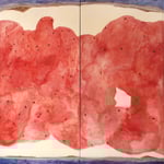 Eva Hradil "Brotberuf Malerei, Erdbeermarmelade" 2015/16, Eitempera auf Halbkreidegrund auf Leinwand, 200 x 400 cm, Polyptychon