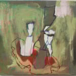 Eva Hradil "Abstrakter Brotbewuchs", 2018, Öl und Eitempera auf Leinwand, 30 x 33 cm