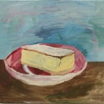 Eva Hradil "dann sollen sie doch Kuchen essen" 2018, Eitempera auf Halbkreidegrund auf Leinwand, 30 x 33 cm