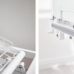 Fixierbügel am Matratzenrahmen und an der Rückenlehne.