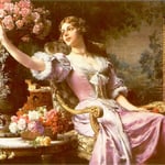 Dama w liliowej sukni z kwiatami (Dla niego)-Czachórski, Wladyslaw  1850-1911