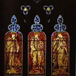 Three Trumpeting Angels. 1869. South Aisle window St. Edward the Confessor Church, Cheddleton, Staffordshire, UK