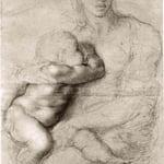 Virgen con el Niño-dibujo de Miguel Ángel Buonarroti.