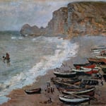 The Beach and Cliffs of Amont at Etretat.