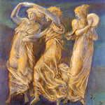 Three Female Figures, Dancing And Playing
