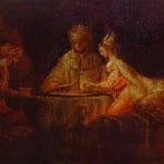 Rembrandt - Assuerus, Haman and Esther