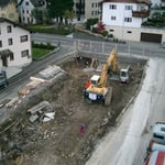 Baugrubensicherung Buochserstrasse 48 Beckenried - Erstellen des ersten Betonkranzes