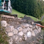Unwetter August 2005 - Bachmauer Flicken am Mittellauf vom Trästlibach