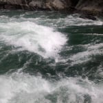 世界ラフティング競技大会が開かれたこの日の大歩危峡は激流でした。　　　　・逆巻ける峡谷の水澄みに澄み（和良）