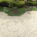 川越城本丸御殿の石庭の箒目は日を浴びて際立って美しく見えました。　・秋日差す庭の箒目際立てて(和良)