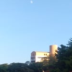 栗林公園の空には鰯雲と少し離れて昼の月まで浮かんでいました。　　　　・鰯雲広がる空に昼の月(和良)