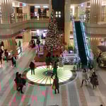 羽田空港の吹き抜けロビーに大きな聖樹が飾られていました。　　　　　　・吹き抜けのロビー高々聖樹立つ（和良）
