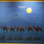 平山郁夫美術館ではシルクロードの名画も鑑賞できました。　　　　　　・春の月かもと名画を眺めもし(和良)