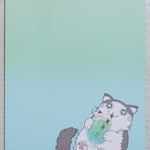 常にウキウキな猫「ウキねこ」のメモ帳です。きれいなグラデーションで、とっても可愛いです！　40枚綴り　￥500